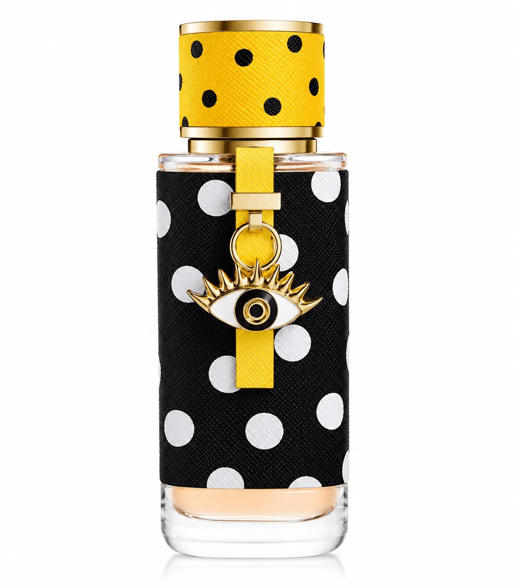 Carolina Herrera Fearless & Fabulous Dot Drama Edition Eau de Parfum bottle on white background