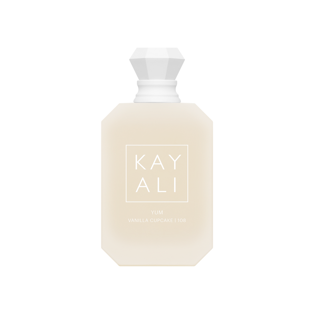 Kayali Yum Vanilla Cupcake 108 Eau de Parfum bottle on a white background