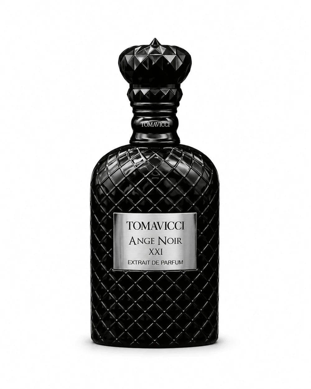 Tomavicci Ange Noir XXI Extrait de Parfum bottle on white background