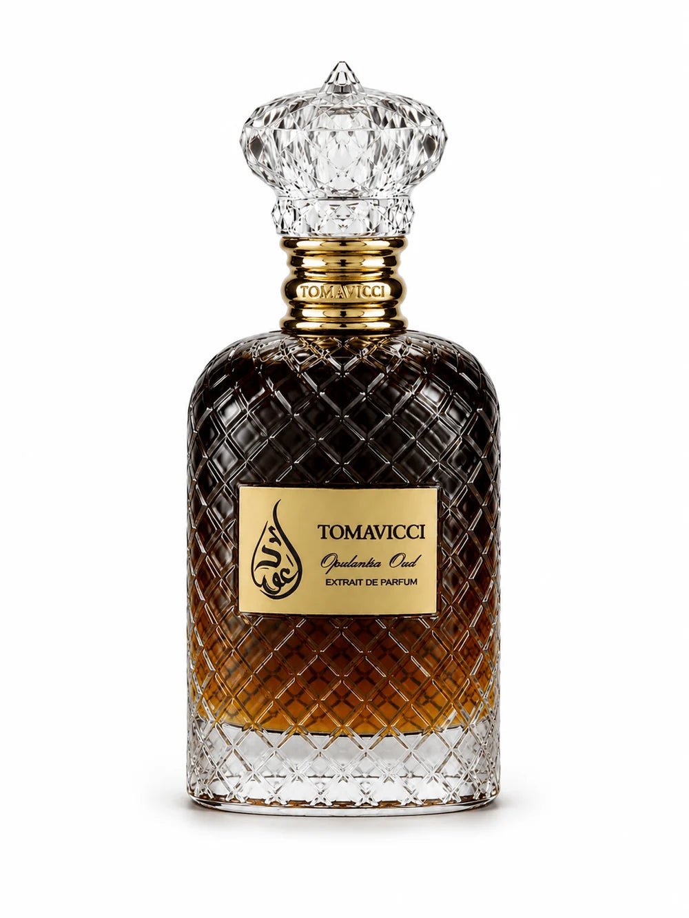 Tomavicci Opulentia Oud Extrait de Parfum bottle on white background